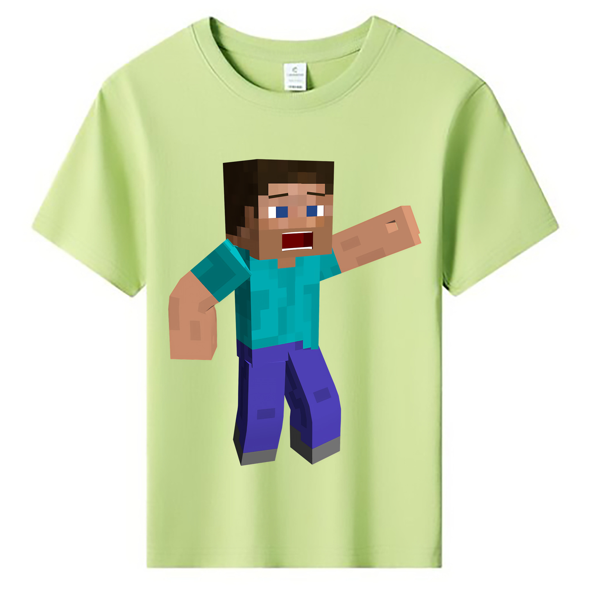 （画像用） マインクラフト ブロックの世界 Minecraft MC Block world 綿100％キッズTシャツ（フロントプリント）